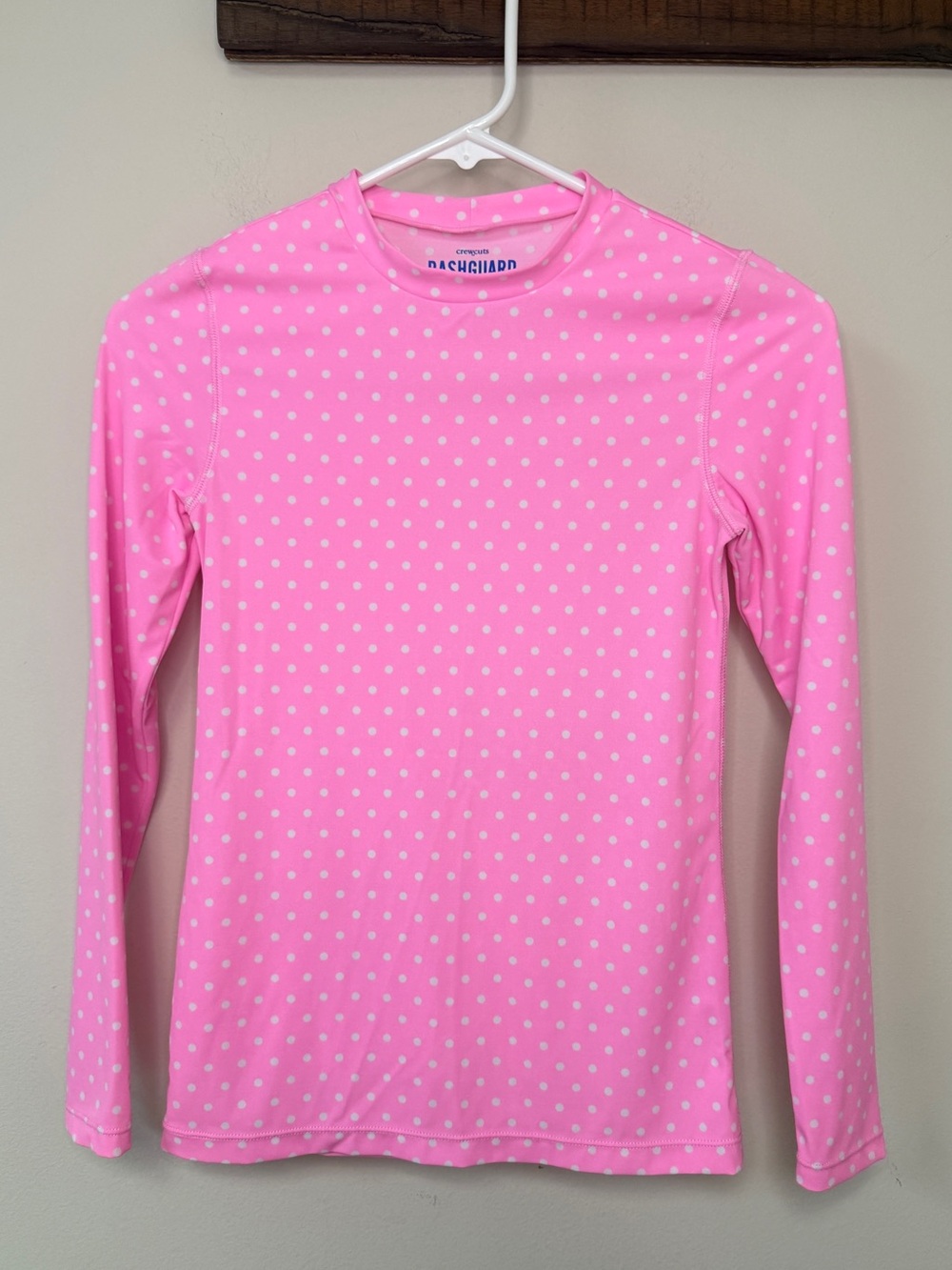 Crewcuts by J.Crew: Girls Pink Polka Dot Long Sleeve Rashguard, Size 12